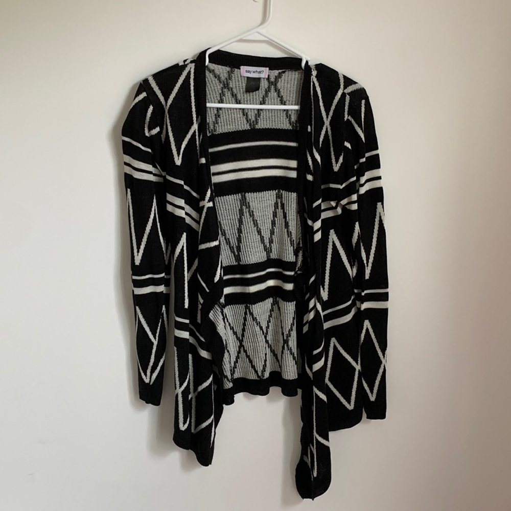 Black and white patterned cardigan